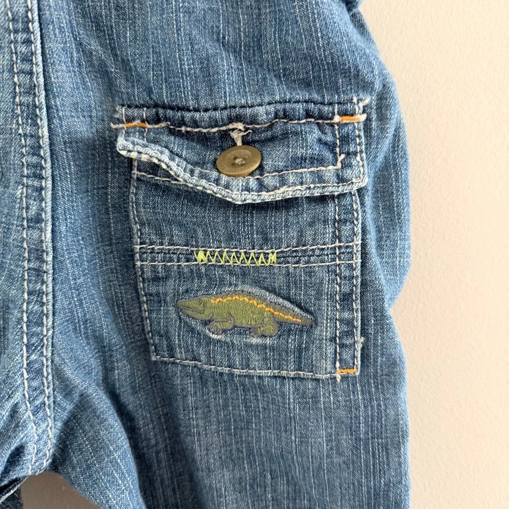Genuine Baby from OshKosh Boys Denim Overalls Embroidered‎ Alligator 3M Infant